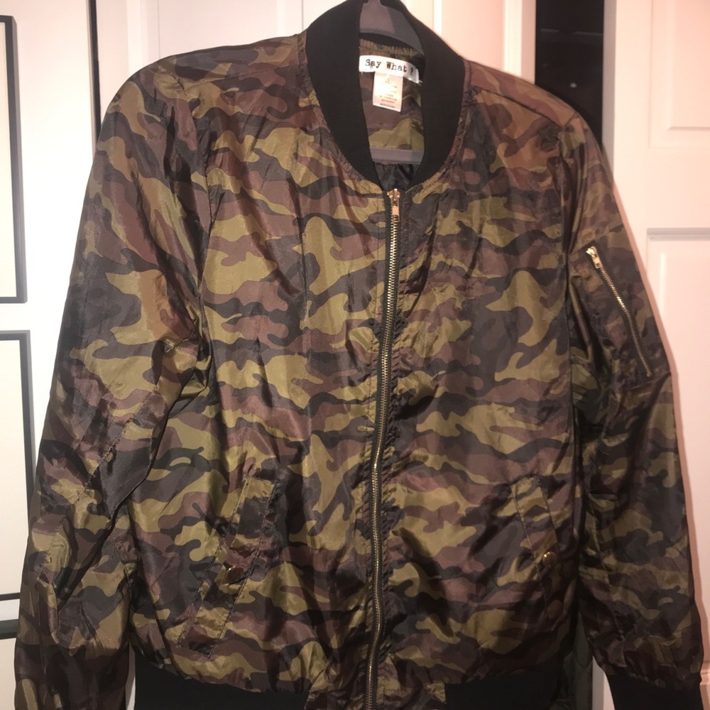 Camouflage bomber coat